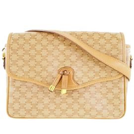 Céline Borsa a spalla in PVC beige da donna con motivo Old Macadam di Celine