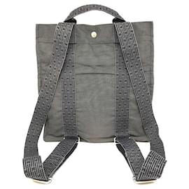Mochila de lona Hermes Herline Ad MM H Logo Gris Negro - Hermès