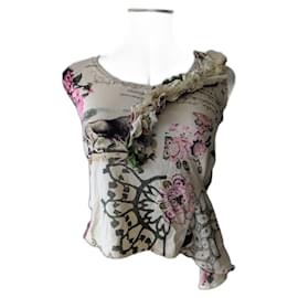 Top senza maniche in seta beige Kenzo