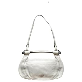 Prada Vitello Daino Handtasche mit Metallgriff Weiß Leder