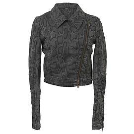Stella Mc Cartney Chaqueta de moto de algodón negro con estampado de serpiente Stella McCartney
