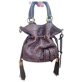 Borsa a mano Lancel 1° Flirt in pelle con stampa coccodrillo taupe