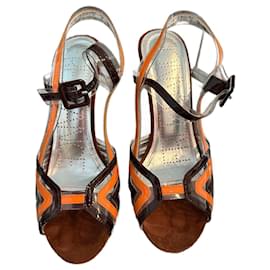 Free Lance Keilsandalen Crystal orange Leder 37
