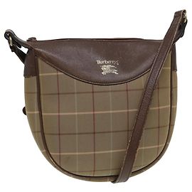 Autre Marque Borsa a Spalla Burberrys Nova Check in Tela Beige Marrone Auth bs15807