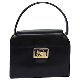 Céline CELINE Hand Bag Leather Black Auth 81636