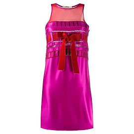Fuchsia- und rote Seidenkleid von Gianfranco Ferré