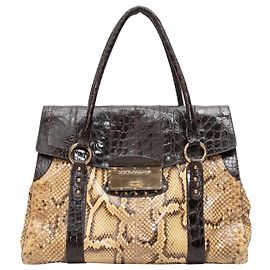 Borsa a mano in pitone Beige & Marrone Dolce & Gabbana