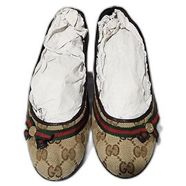 Ballerine Gucci GG Canvas Web Bow Beige/Marrone Taglia 36,5