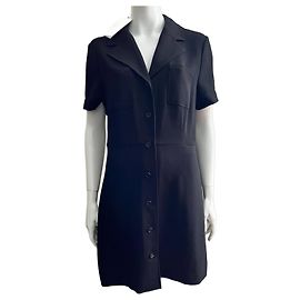 Diane Von Furstenberg Vestido camisa de crepé negro DvF Rowan, nuevo con etiquetas