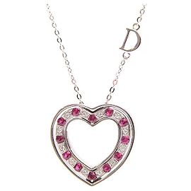 Autre Marque Collana a forma di cuore Belle Époque in oro bianco 18K con diamanti e rubini Damiani