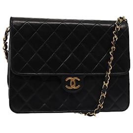 CHANEL Borsa a Spalla Matelassé con Catena in Pelle di Agnello Nera CC Auth 83342