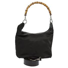 Borsa a mano in nylon GUCCI Bamboo 000 2058 0531 5 Auth 80999