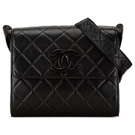Chanel Black CC Quilted Lambskin Flap