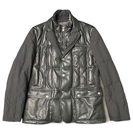 Giacca Corneliani in pelle di agnello nera