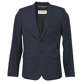 Blazer a un bottone in lana blu navy di Saint Laurent