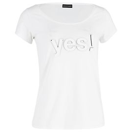 Camiseta Emporio Armani de algodón blanco con estampado en relieve Sí