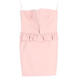Rosa Woll-Mini-Kleid ohne Träger mit Rüschen von RED Valentino - Red Valentino