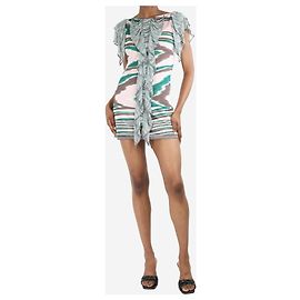 Missoni Orange V-Ausschnitt bedrucktes Wollkleid - Größe UK 8