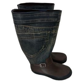 Bottes de pluie Giesswein Marron et Bleu Effet Jean Taille 38