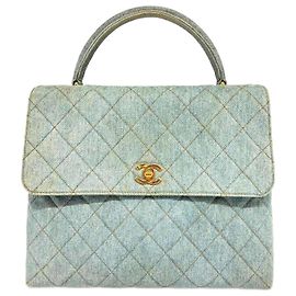 Bolso Chanel de denim y cuero azul índigo