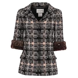 Chanel graue und beige Wolljacke - 2000er