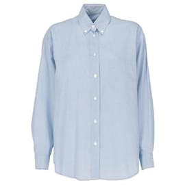 Camisa de algodón azul claro Burberry