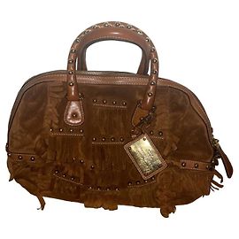 Borsa Dolce & Gabbana in suede con frange marrone