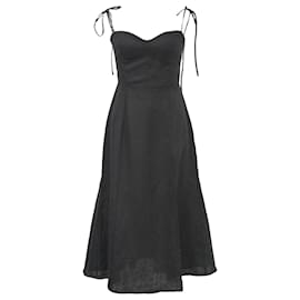 Reformation Tie-Strap Nebraska Kleid aus schwarzem Leinen