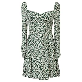 Reformation Floral-Print Mochi Mini-Kleid aus grüner Viskose
