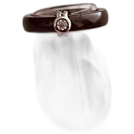 Autre Marque Schwarzer Keramikring mit 0,3ct Diamant in 18ct Weißgold