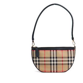 BURBERRY - Borsa a spalla in tela e pelle Burberry Olympia