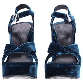 Sandalias de tacón Chunky Jil Sander en terciopelo azul