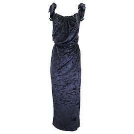 Jacquemus Il vestito in velluto LE CHOUCHOU Abito lungo drappeggiato asimmetrico in velluto blu navy