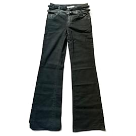 Schwarze Bootcut-Bondage-Jeans von John Galliano aus den frühen 2000er Jahren.
