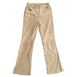 Beige Wildleder Bootcut-Hosen von John Galliano aus den frühen 90ern.