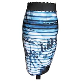 Jean Paul Gaultier Soleil Falda Talla M Motivo Marinero Falda Lápiz