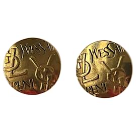Boucles d'oreilles Yves Saint Laurent Monogramme YSL Dorées