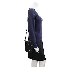 Fendi Leather Crossbody/Shoulder Bag Black/Neon Yellow