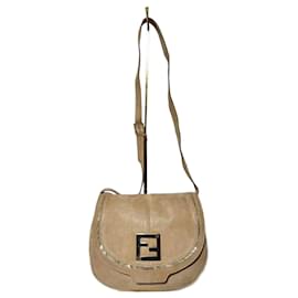 FENDI Metallic Wildleder Umhängetasche Beige - Fendi
