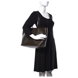 Borsa Tote Media FENDI Zucca Spalmati Marrone Tabacco
