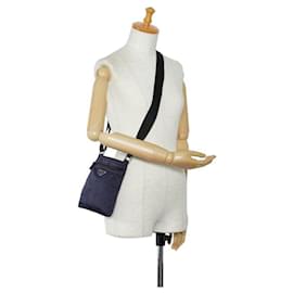 PRADA Borsa Messenger in Nylon Tessuto Blu Navy Scuro
