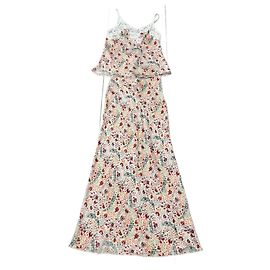 Paco Rabanne Top und Rock Set floral ecru Polyester