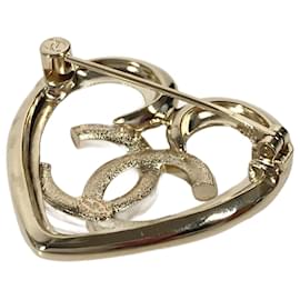 Spilla a forma di cuore con strass dorati Chanel