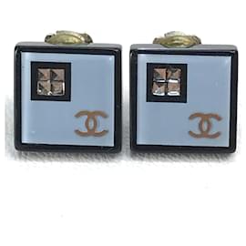 Orecchini quadrati in strass Chanel CC Coco Mark