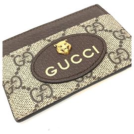 Porte-cartes Neo en toile GG Supreme avec tête de chat Gucci