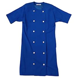 Vestido azul de lino vintage Givenchy 1980