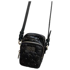 Mini borsa trapuntata anni '90 di Sonia Rykiel in tela e pelle nera e dorata