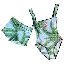 Bañador de una pieza y pantalones de baño de los 90 Eres 36/38 patrones tropicales