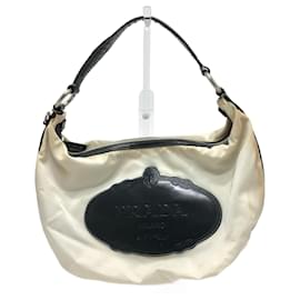 Borsa a spalla in tessuto bianco Prada