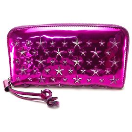 Carteira longa de couro roxa Jimmy Choo